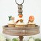 BROWN 20" Round 2 Tier Wooden CUPCAKE STAND Dessert Serving Tray